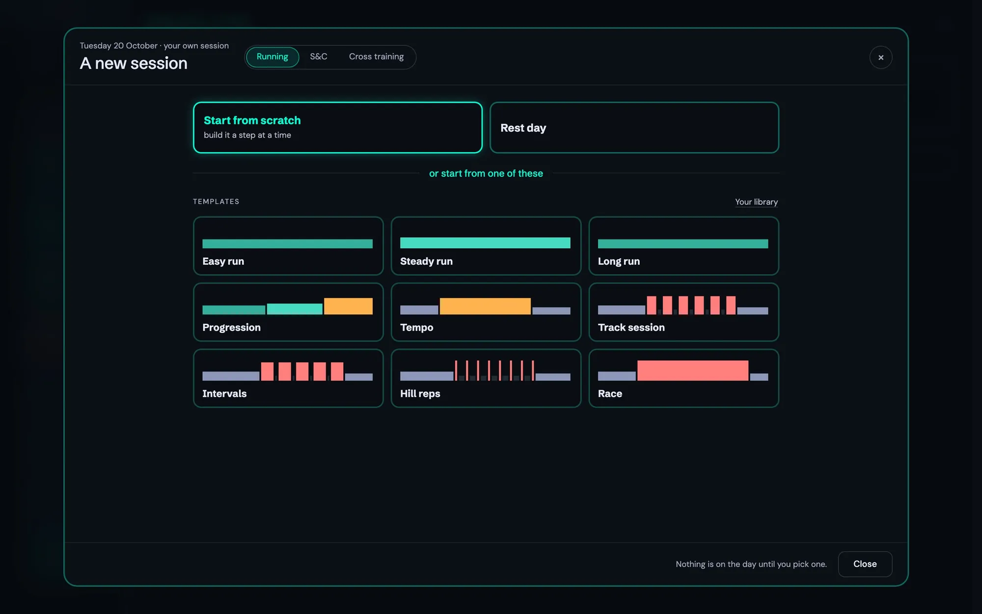 Templates to start a session from